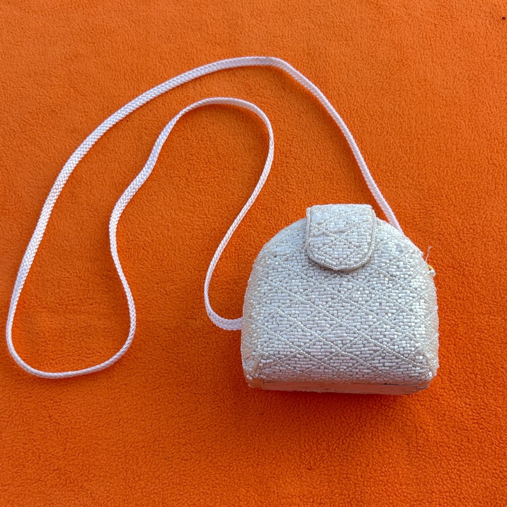 Beaded White Crossbody Bag - Unbranded